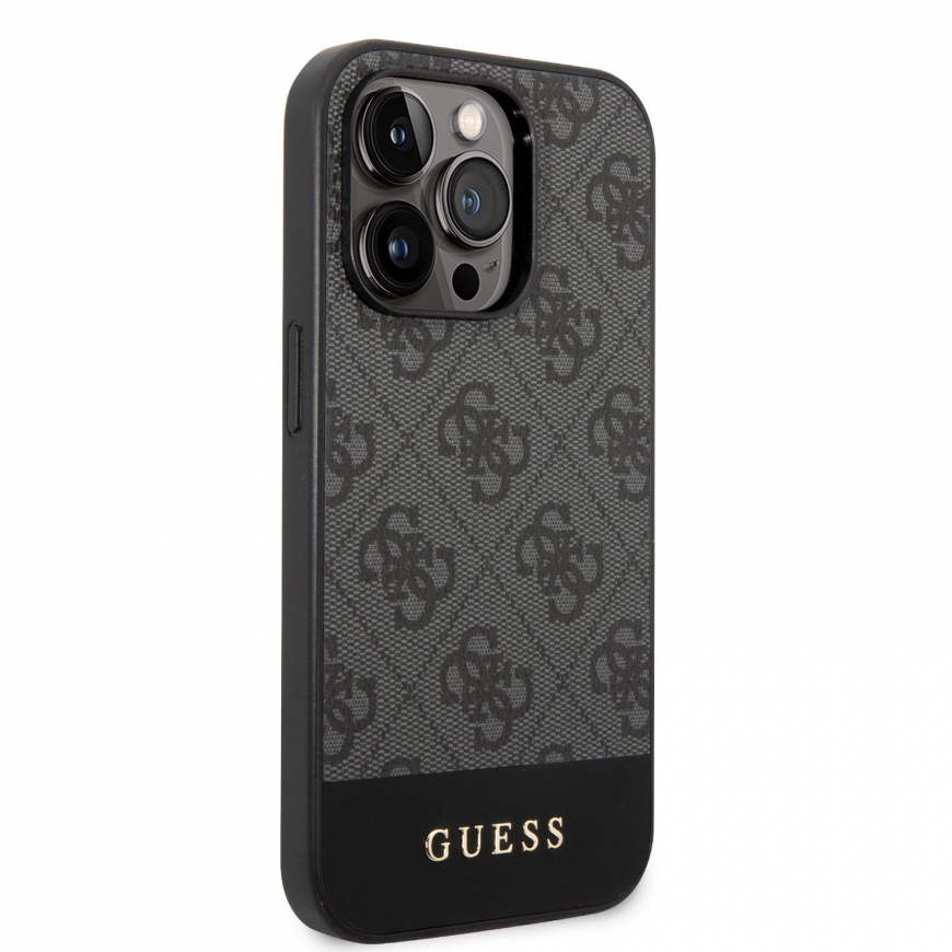 Guess GUHCP14XG4GLGR iPhone 14 Pro Max 6,7" pilka/pilkas kietas dėklas 4G Stripe Collection – 3