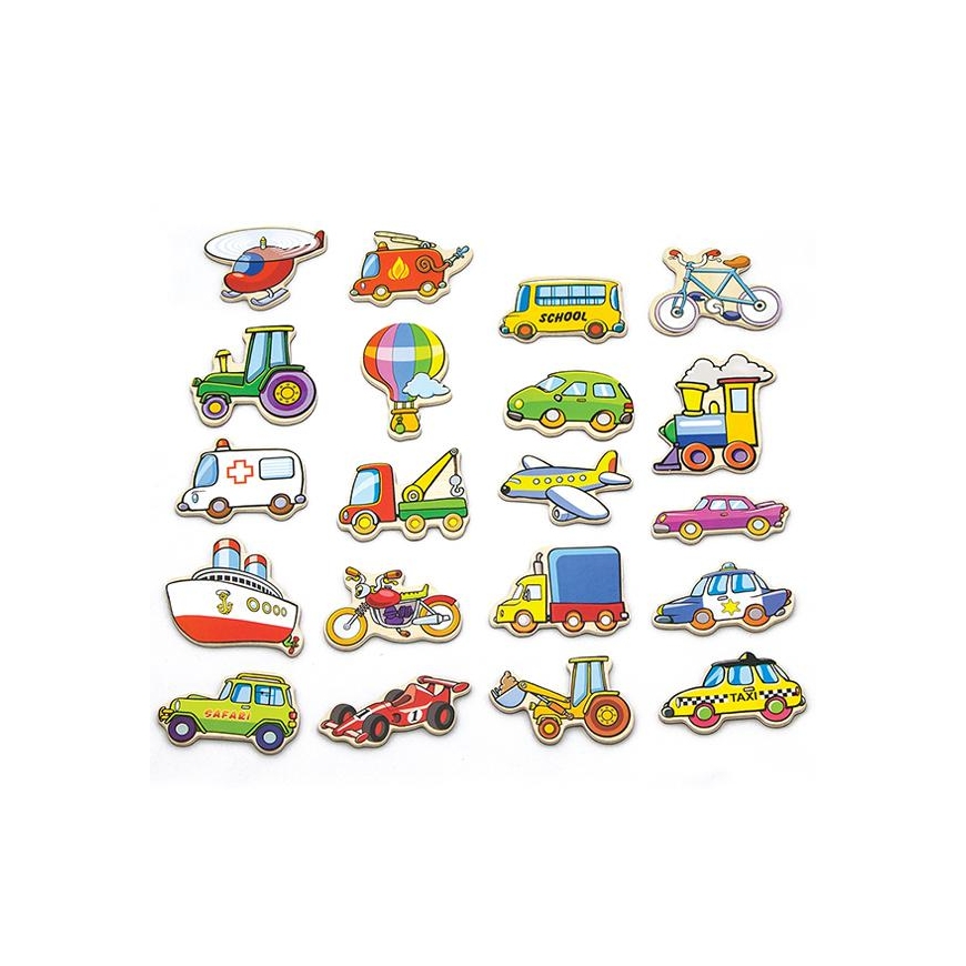 Viga set of wooden magnets, vehicles