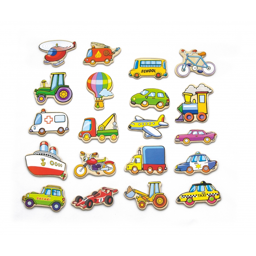 Viga set of wooden magnets, vehicles, 20 pcs. – 3