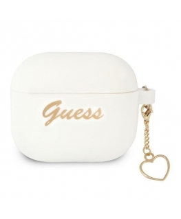Guess Apple AirPods 3 cover Silicone Charm Heart Collection White