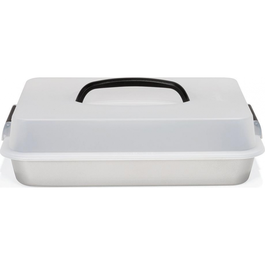 Patisse dish with supporting lid 35 x 24 cm silver steel