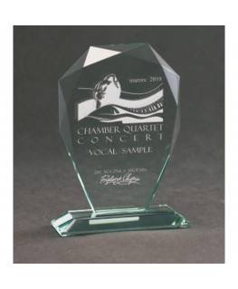 Tryumf Engraved glass trophy with case