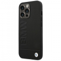 Case BMW BMHCP14LSLLBK iPhone 14 Pro 6.1 "juodas / juodas Leather Stamp