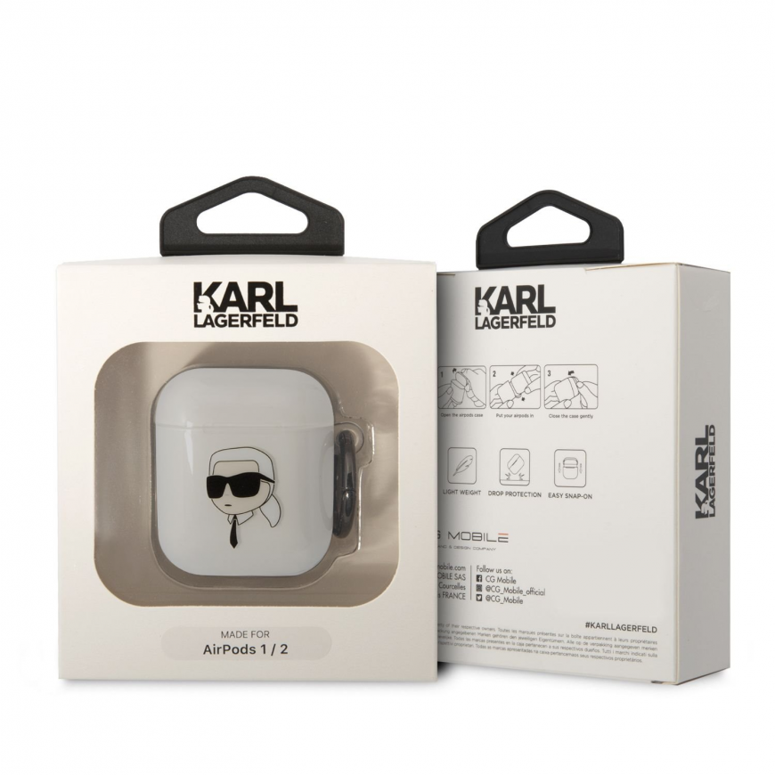 Karl Lagerfeld KLA2HNIKTCT AirPods 1/2 cover transparent Karl`s Head – 3