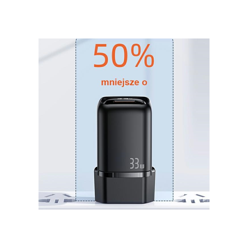 USAMS Ład. siec. 1xUSB-C+1xUSB T46 33W (tik galvutė) PD3.0 +QC3.0 Greitas įkrovimas balta|baltas CC152TC02 (US-CC152) – 2