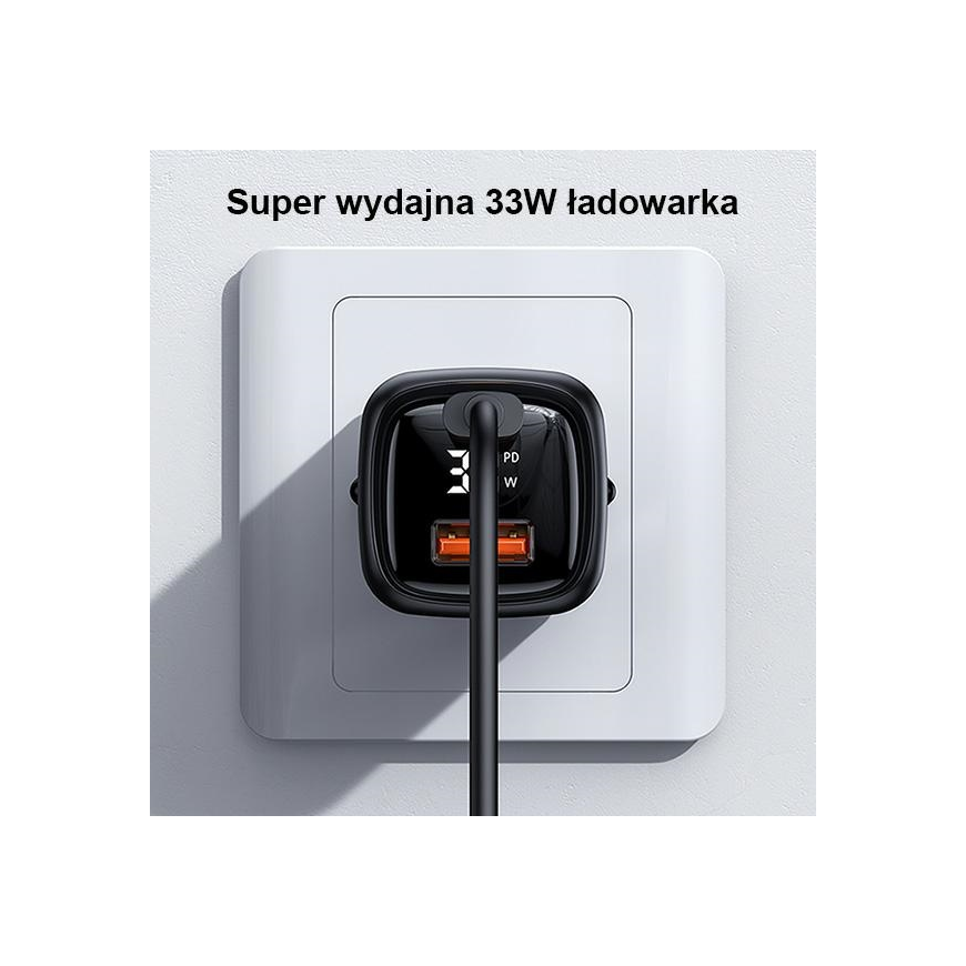 USAMS Ład. siec. 1xUSB-C+1xUSB T46 33W (tik galvutė) PD3.0 +QC3.0 Greitas įkrovimas balta|baltas CC152TC02 (US-CC152) – 5