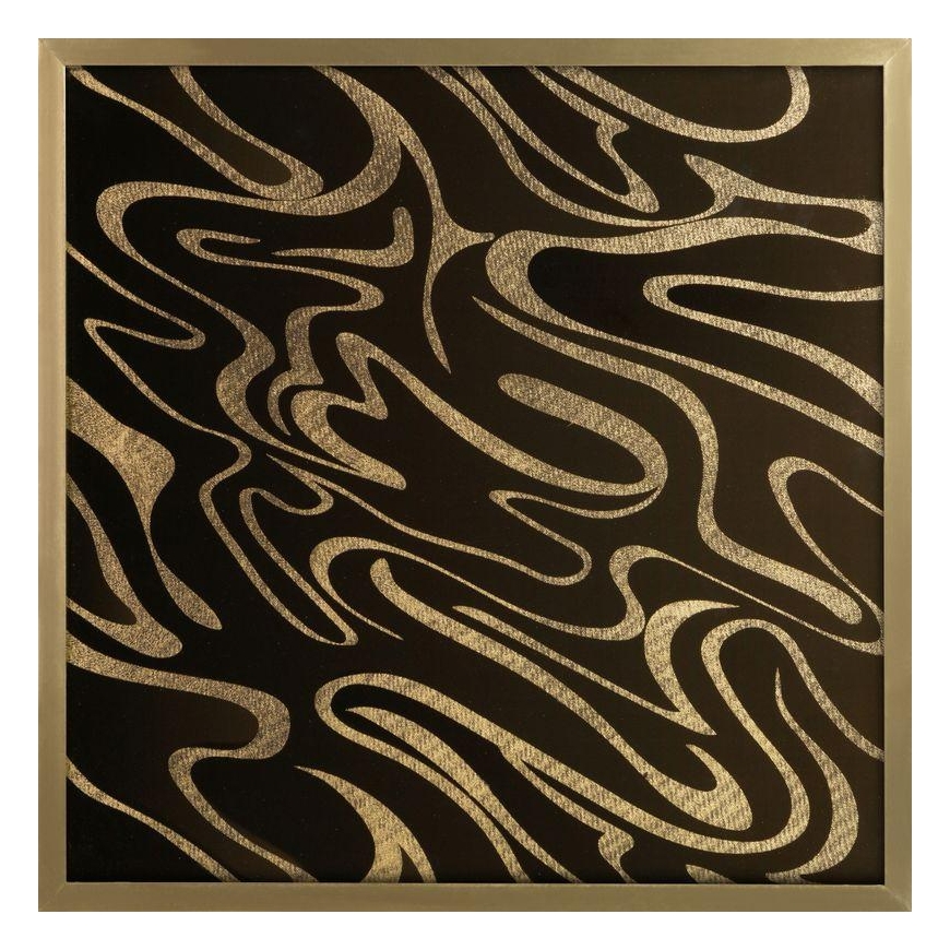 Eurofirany LIMITED COLLECTION Paveikslas ALISMA3 su auksiniu blizgiu atspaudu auksiniame rėmelyje, 53X53 cm