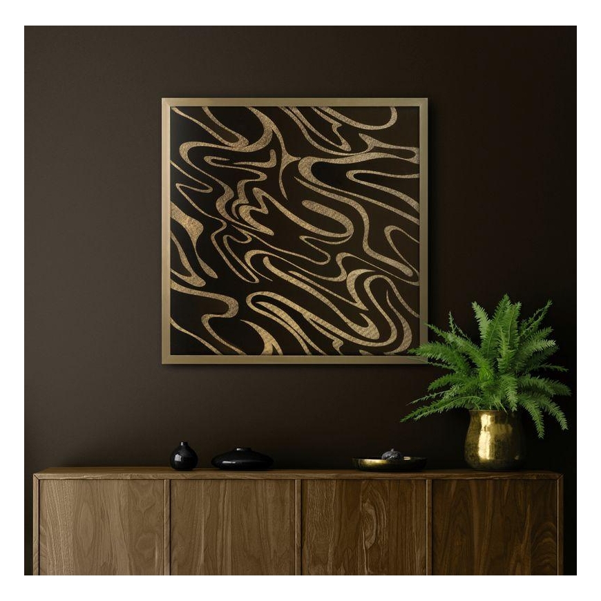 Eurofirany LIMITED COLLECTION Paveikslas ALISMA3 su auksiniu blizgiu atspaudu auksiniame rėmelyje, 53X53 cm – 5