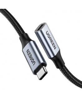 Kabelio nikeliavimas UGREEN US372 USB Type C 3.1 Gen2 nuo vyriškos iki moteriškos 0.5 m (juodas)