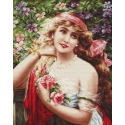 luca S Young lady with roses SB549 luca S Young lady with roses SB549