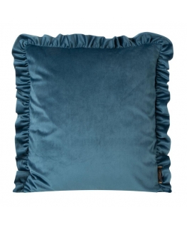 Eurofirany VELVET / 25 Aksominis pagalvės užvalkalas, dekoruotas raukiniais, 45 X 45 cm, spalva: mėlyna