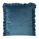 Eurofirany VELVET / 25 Velvet pillowcase, decorated with ruffles, 45 X 45 cm, color: blue