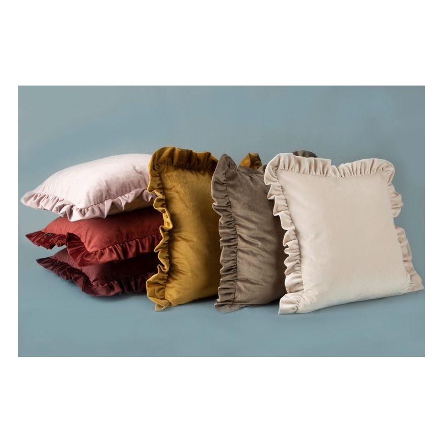 Eurofirany VELVET / 25 Velvet pillowcase, decorated with ruffles, 45 X 45 cm, color: blue – 3