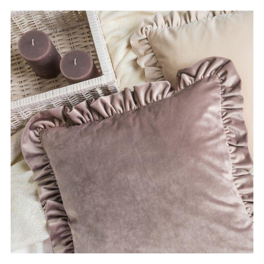 Eurofirany VELVET / 25 Aksominis pagalvės užvalkalas, dekoruotas raukiniais, 45 X 45 cm, spalva: mėlyna – 4