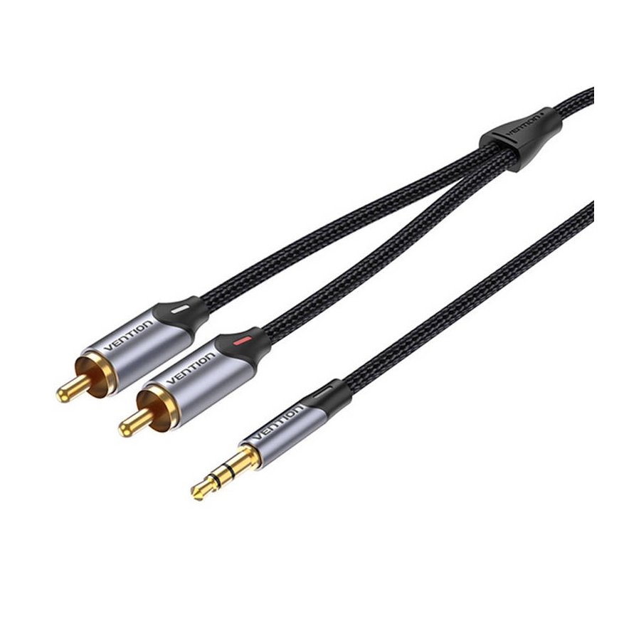 2xRCA cable (Cinch) jack to 3.5mm Vention BCNBJ 5m (grey)