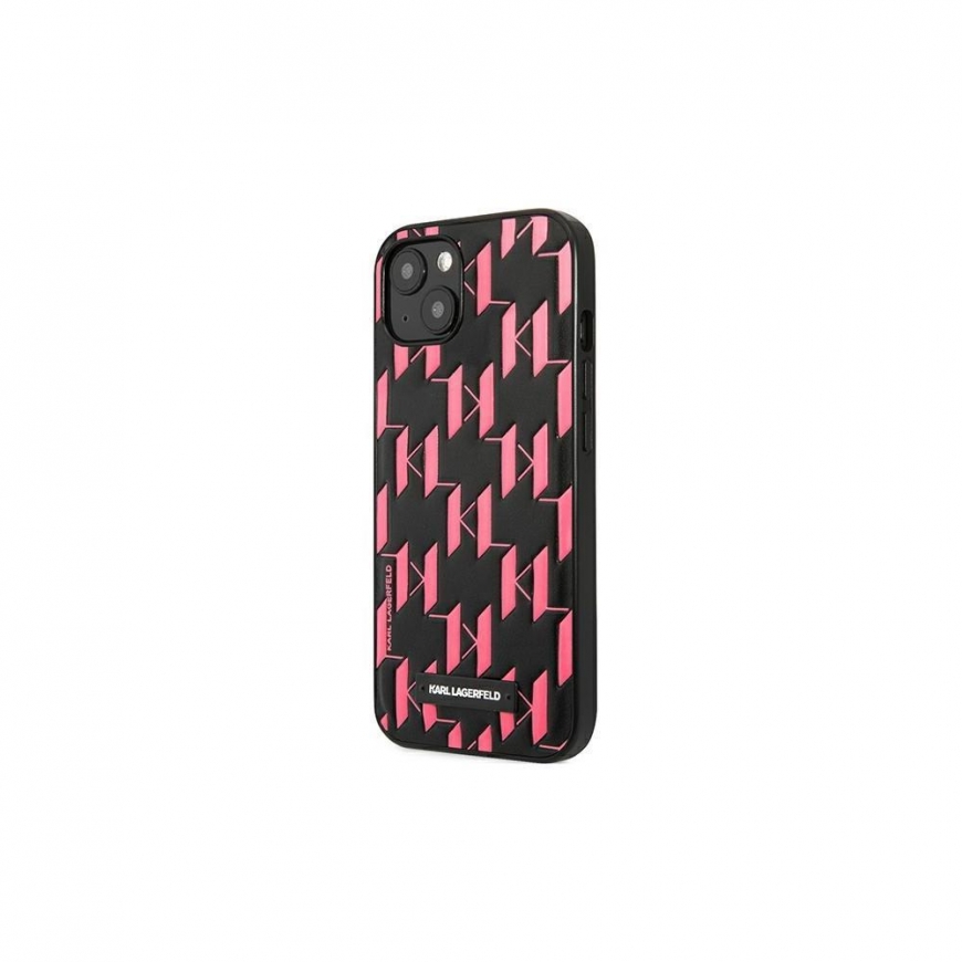 Karl Lagerfeld KLHCP13SMNMP1P iPhone 13 mini 5,4" kietas dėklas, rožinė / rožinė monograminė plokštelė