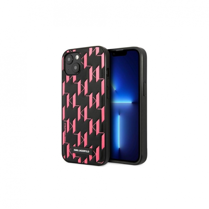 Karl Lagerfeld KLHCP13SMNMP1P iPhone 13 mini 5,4" kietas dėklas, rožinė / rožinė monograminė plokštelė – 2
