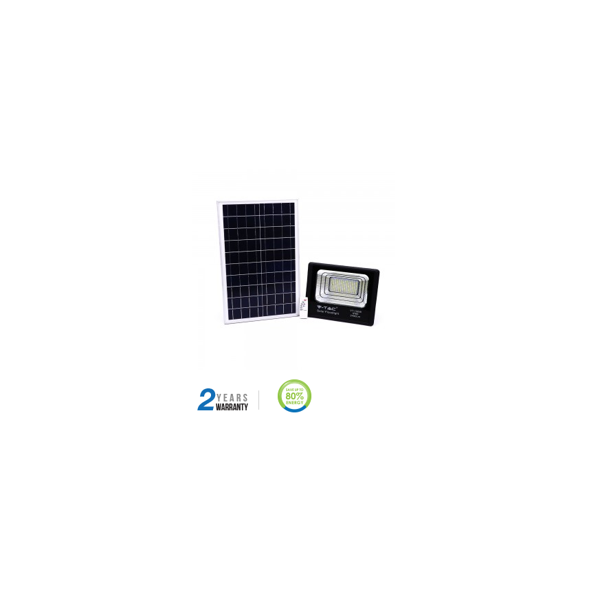 V-tac 35W LED floodlight with solar battery. 4000K (daylight), black, – 2