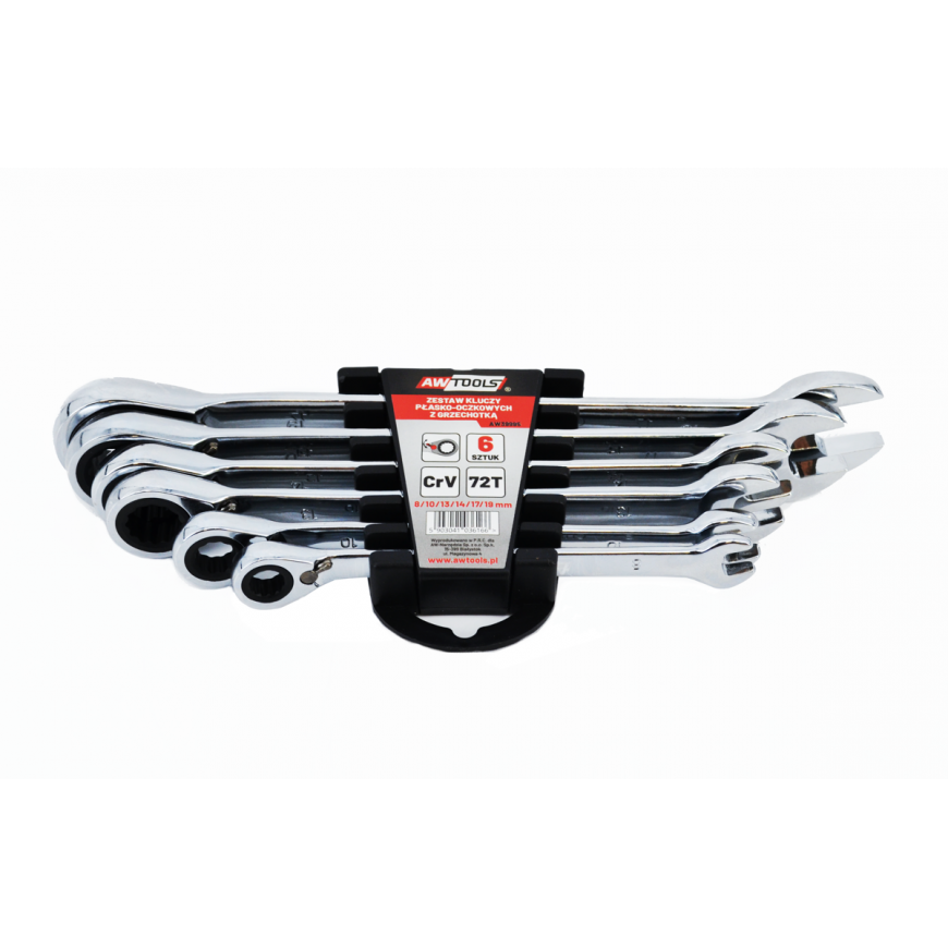 AW-Tools AWTOOLS kombinuotieji veržliarakčiai SU RETŠKŲ RINKINYS 6 vnt 8-19mm