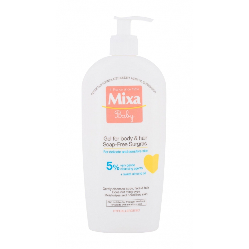 Mixa maitinamasis kūdikių plaukų ir kūno plovimo gelis 400 ml 5%, – 3