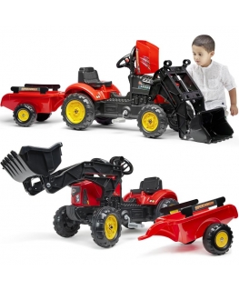 FALK Supercharger mining tractor with bucket and trailer