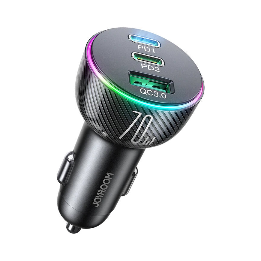 Car charger Joyroom JR-CL26, 2x USB-C PD, 1x USB 70W (black)