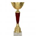 Detail Gold and burgundy metal cup Detail Gold and burgundy metal cup