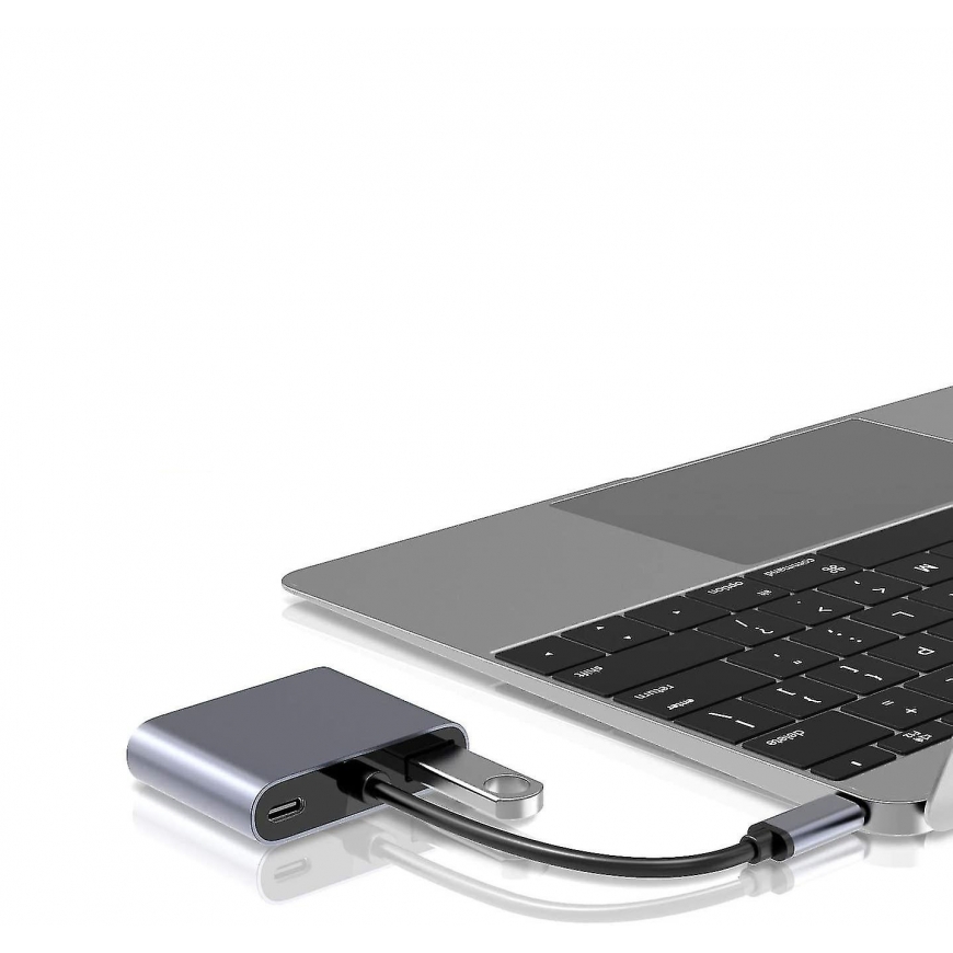 RoGer USB-C Multimedia Adapter HDMI 4K@30Hz / VGA 1080p / USB 3.0 / USB-C PD / Grey – 3