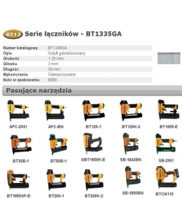 Pins for bradder, BT13 type galvanized 35x1.25mm, 5000 pcs. Bostitch [BT1335GA]