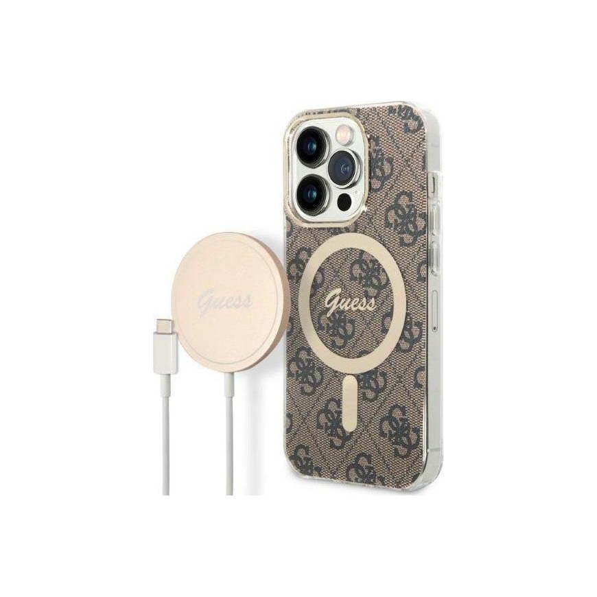 Guess set Case + Charger for iPhone 14 Pro 6.1" GUBPP14LH4EACSW brown BP Magsafe Case + Charger 4G