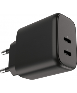 FoneKit GaN PD 65W mains charger, USB-C + USB-C, black