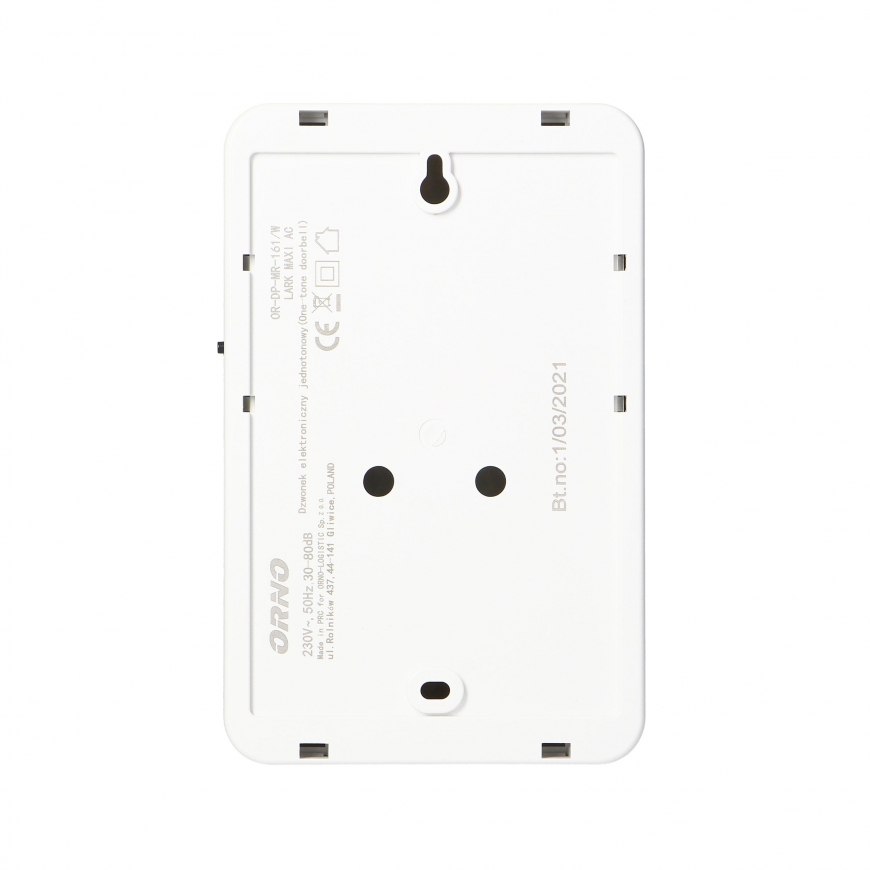Orno Electronic one-tone wired doorbell LARK MAXI AC, 230V, white – 3