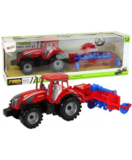 Lean Cars Red tractor with plow friction drive