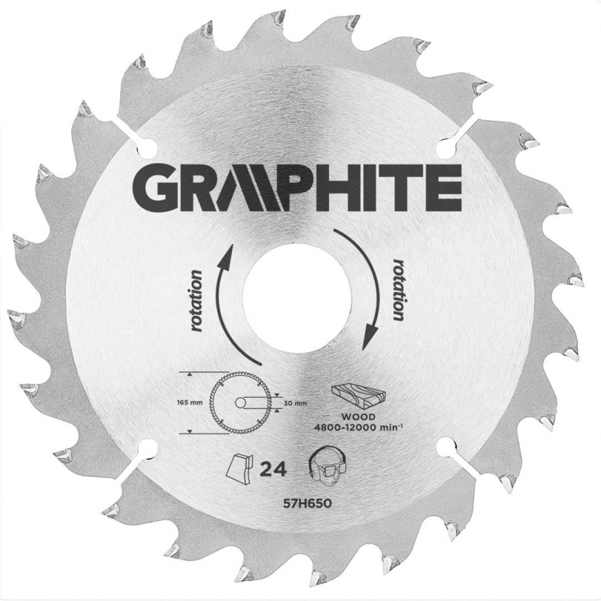 GRAPHITE Circular saw blade, Widia, 165 x 30 mm, 24 teeth – 2
