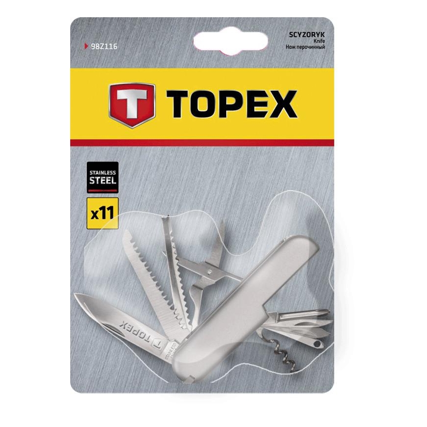 Topex 11 ašmenų kišeninis peilis, nerūdijantis plienas – 5