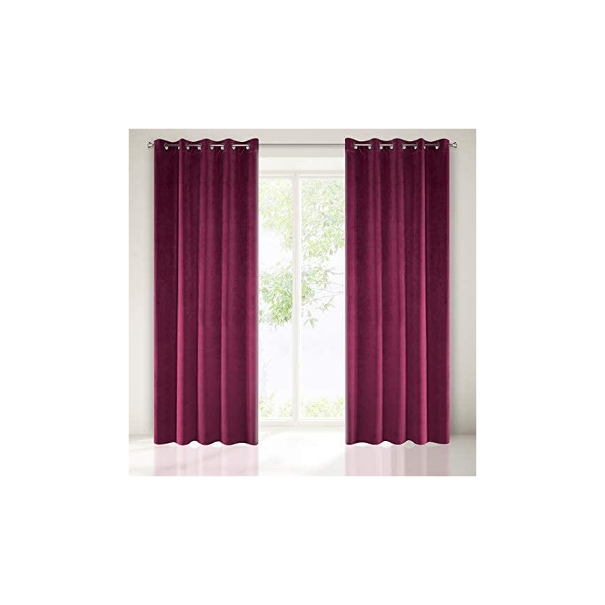 Eurofirany DIVA LINE RIA Minkšto aksomo naktinė užuolaida, 140X250 cm, kilpos / žiedai, spalva: bordo – 4