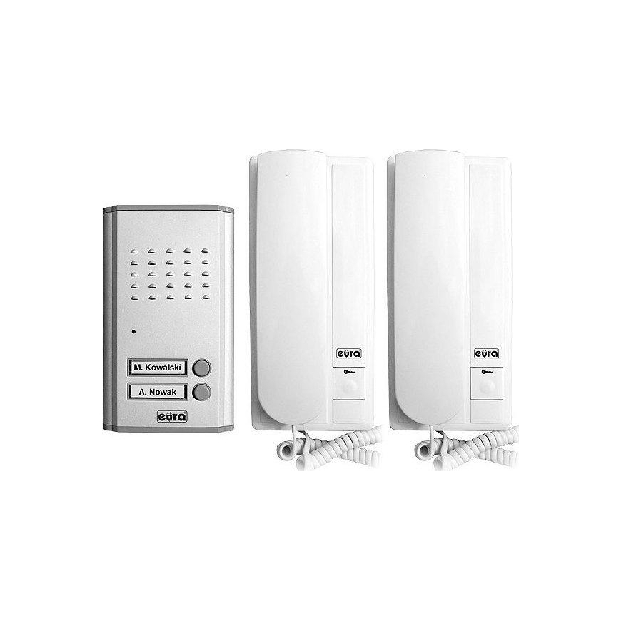 Eura Intercom EURA ADP-47A3 DOPPIO - sidabrinis, dviejų šeimų, laisvų rankų įranga, palaiko 2 įėjimus