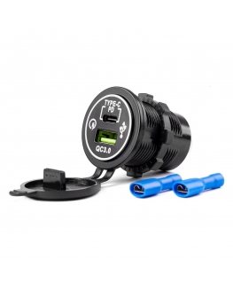 Amio Waterproof charger with USB sockets + usb-c 12 / 24v mod-08