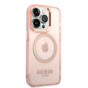 Case Guess Gold Outline Translucent MagSafe for iPhone 14 Pro (pink) Case Guess Gold Outline Translucent MagSafe for iPhone 14 Pro (pink)