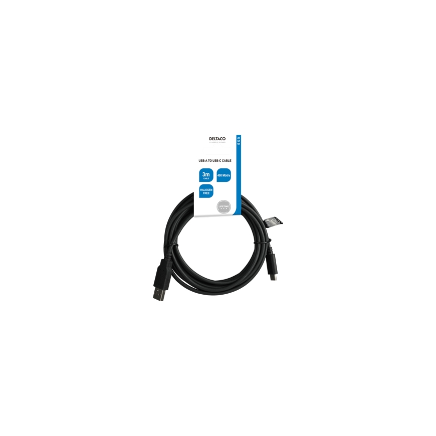 Deltaco USBC-1007-LSZH USB cable 3 m USB 2.0 USB A Black – 4