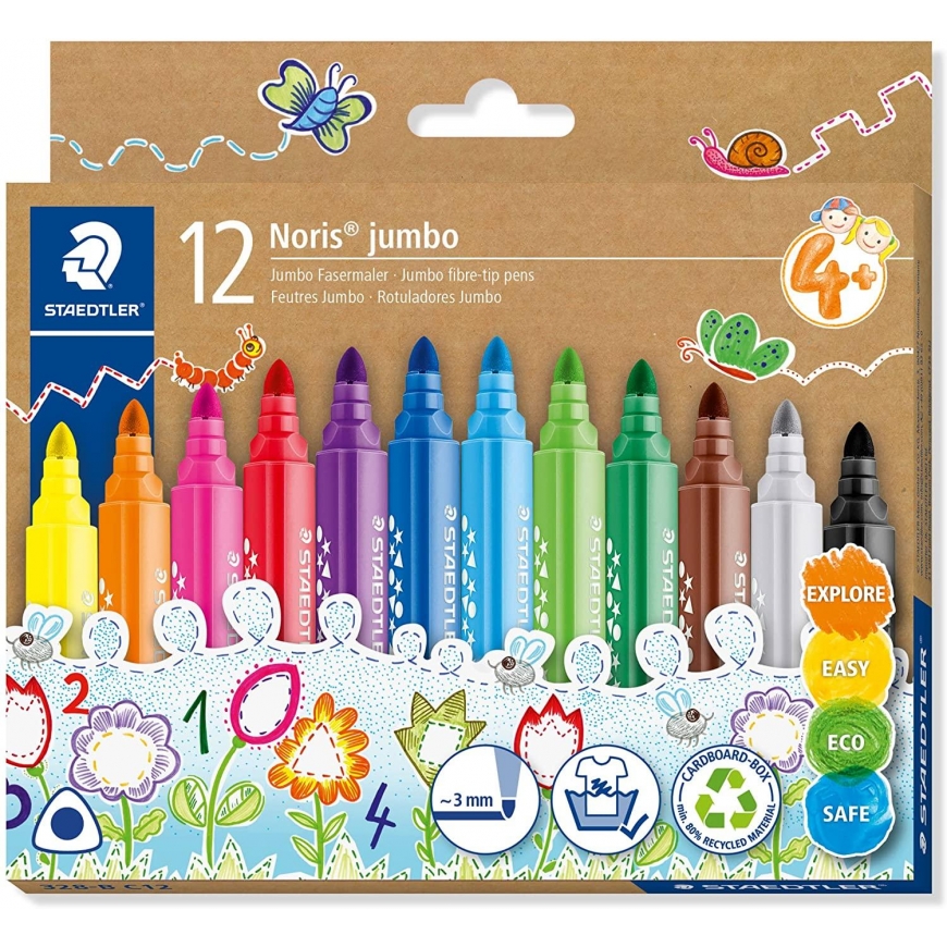 Felt-tip pens STAEDTLER Noris Jumbo, 12 pcs.