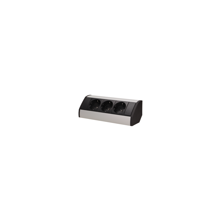 Orno Furniture socket 3x2P + Z, schuko, black and silver