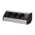 Orno Furniture socket 3x2P + Z, schuko, black and silver Orno Furniture socket 3x2P + Z, schuko, black and silver