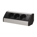 Orno Furniture socket 3x2P + Z, schuko, black and silver Orno Furniture socket 3x2P + Z, schuko, black and silver
