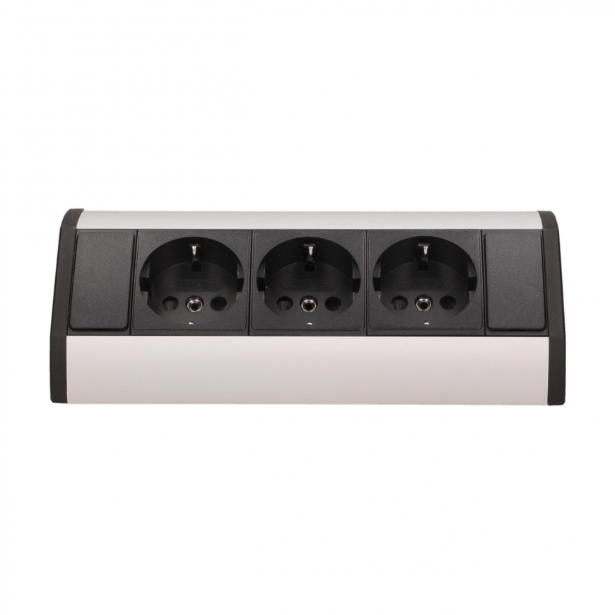 Orno Furniture socket 3x2P + Z, schuko, black and silver – 4