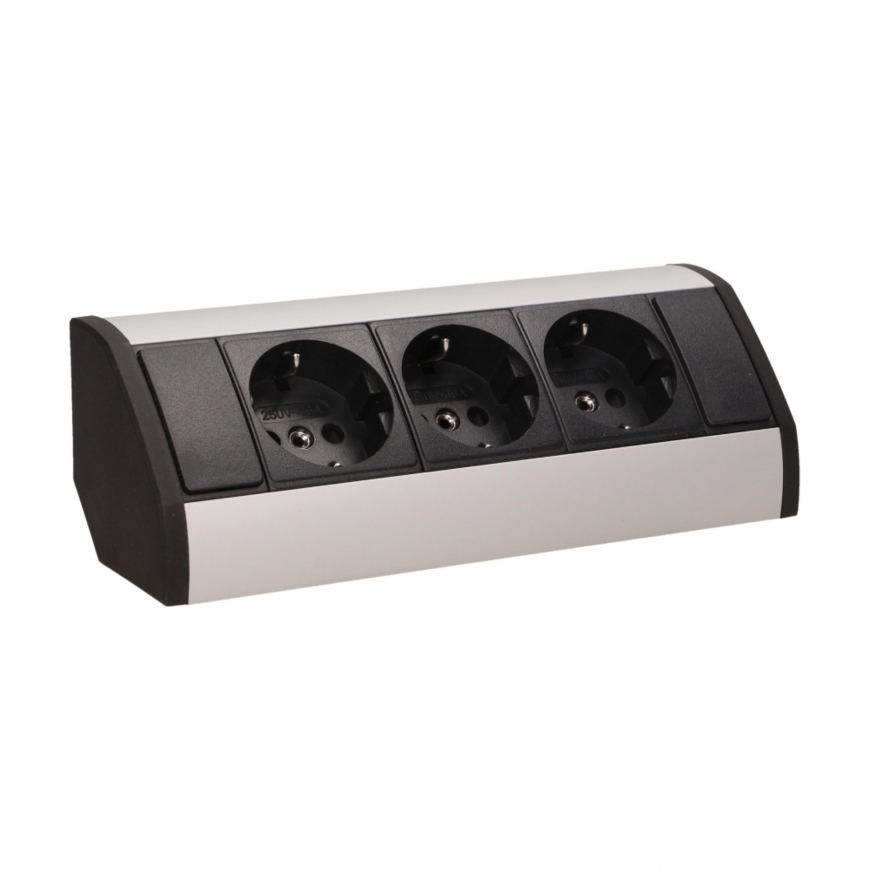 Orno Baldinis lizdas 3x2P + Z, schuko, juoda ir sidabrinė – 5
