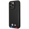 Case BMW BMHMP14X22PTDK iPhone 14 Pro Max 6.7 "juodas / juodas Leather Stamp Tricolor Magsafe