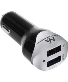 MACLEAN MCE157 Maclean MCE157 Automobilinis pakrovėjas max4,8A 2xUSB Qualcomm QC QC 3.0 plus 1,5m sidabrinis