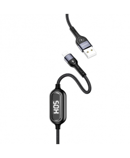 USB Usams USB-A laidas – žaibiškas 1,2 m juodas (63800-uu)