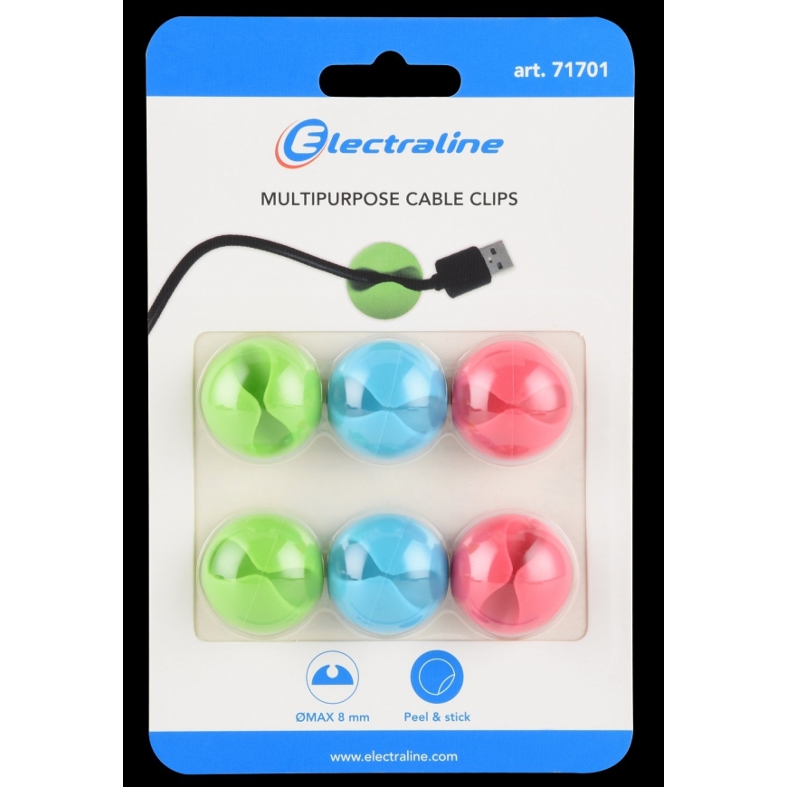 Electraline 71701 Multipurpose Cable Clips øMax -8mm 6pcs.